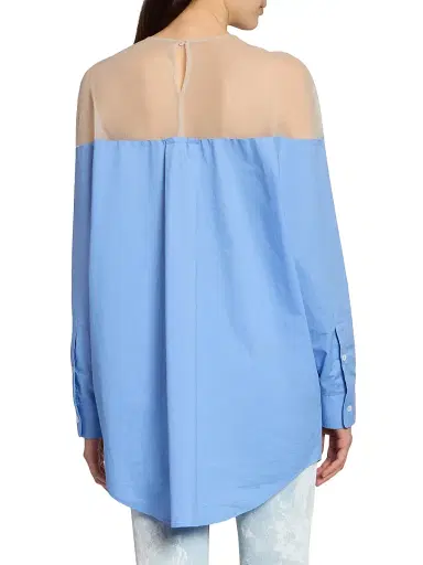 MM6 Maison Margiela Women's Illusion Oversized Cotton Shirt - Sky Blue | Thumbnail 5 MM6 Maison Margiela Women's Illusion Oversized Cotton Shirt - Sky Blue | Thumbnail 5