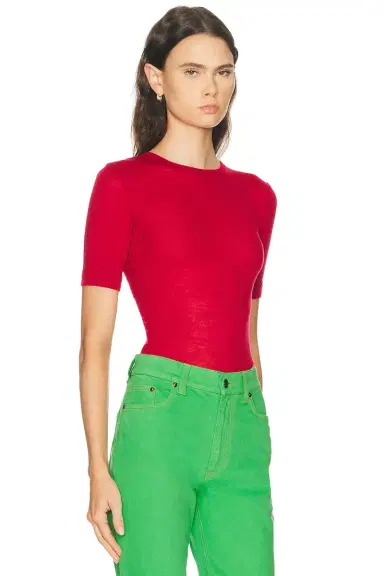Versace Short Sleeve Rib Top | Thumbnail 2 Versace Short Sleeve Rib Top | Thumbnail 2