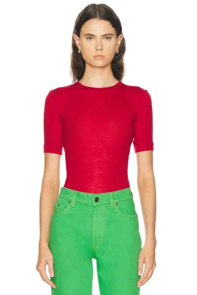 Versace Short Sleeve Rib Top | Thumbnail 1 Versace Short Sleeve Rib Top | Thumbnail 1