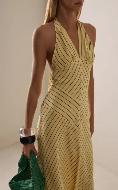 STAUD Louise Striped Silk Midi Dress | Thumbnail 5 STAUD Louise Striped Silk Midi Dress | Thumbnail 5