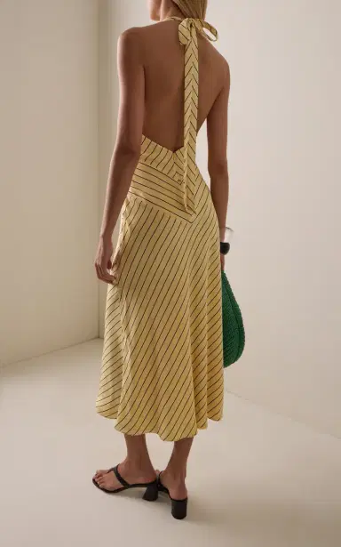 STAUD Louise Striped Silk Midi Dress | Thumbnail 6 STAUD Louise Striped Silk Midi Dress | Thumbnail 6