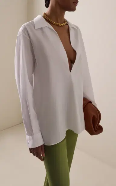 Comme Si Deep V-Neck Cotton-Poplin Shirt | Thumbnail 5 Comme Si Deep V-Neck Cotton-Poplin Shirt | Thumbnail 5