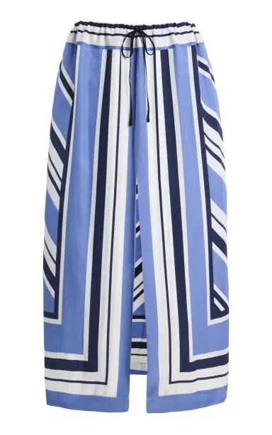 Brandon Maxwell Exclusive Striped Twill Midi Drawstring Skirt | Thumbnail 2 Brandon Maxwell Exclusive Striped Twill Midi Drawstring Skirt | Thumbnail 2