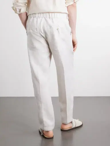 Brunello Cucinelli Straight-Leg Herringbone Linen Trousers - Men | Thumbnail 4 Brunello Cucinelli Straight-Leg Herringbone Linen Trousers - Men | Thumbnail 4