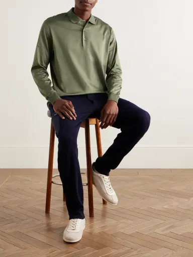 Charvet Cotton-Sateen Polo Shirt - Men | Thumbnail 2 Charvet Cotton-Sateen Polo Shirt - Men | Thumbnail 2
