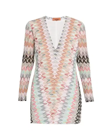 Missoni Plunging Metallic Zigzag Long-Sleeve Mini Dress | Thumbnail 1 Missoni Plunging Metallic Zigzag Long-Sleeve Mini Dress | Thumbnail 1