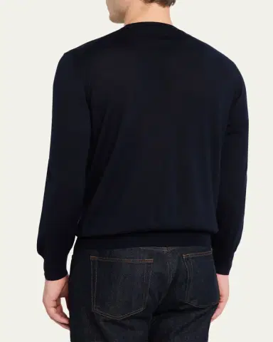 Cesare Attolini Men's Solid Cashmere Crewneck Sweater | Thumbnail 3 Cesare Attolini Men's Solid Cashmere Crewneck Sweater | Thumbnail 3