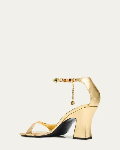 NODALETO Nodstalgia Gemma Metallic Leather Ankle-Strap Sandals | Thumbnail 2 NODALETO Nodstalgia Gemma Metallic Leather Ankle-Strap Sandals | Thumbnail 2
