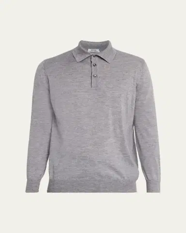 Cesare Attolini Men's Solid Cashmere Polo Sweater | Thumbnail 6 Cesare Attolini Men's Solid Cashmere Polo Sweater | Thumbnail 6