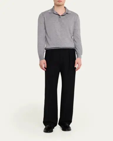 Cesare Attolini Men's Solid Cashmere Polo Sweater | Thumbnail 7 Cesare Attolini Men's Solid Cashmere Polo Sweater | Thumbnail 7