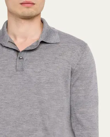 Cesare Attolini Men's Solid Cashmere Polo Sweater | Thumbnail 10 Cesare Attolini Men's Solid Cashmere Polo Sweater | Thumbnail 10