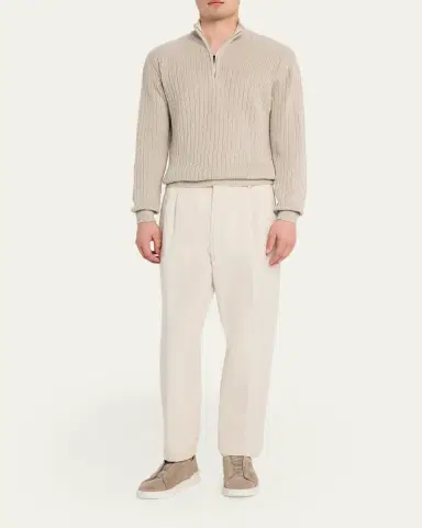 Fioroni Men's Ribbed-Knit Cotton Half-Zip Sweater | Thumbnail 2 Fioroni Men's Ribbed-Knit Cotton Half-Zip Sweater | Thumbnail 2