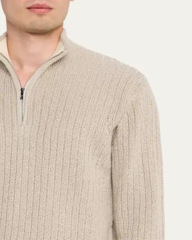 Fioroni Men's Ribbed-Knit Cotton Half-Zip Sweater | Thumbnail 5 Fioroni Men's Ribbed-Knit Cotton Half-Zip Sweater | Thumbnail 5