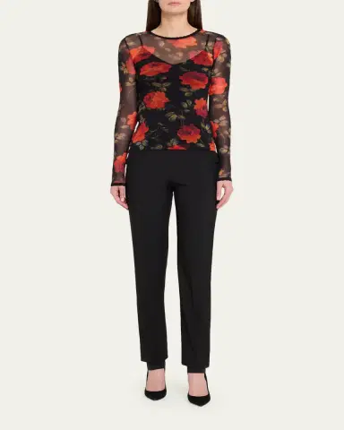 Carolina Herrera Rose Mesh Long-Sleeve Top | Thumbnail 2 Carolina Herrera Rose Mesh Long-Sleeve Top | Thumbnail 2