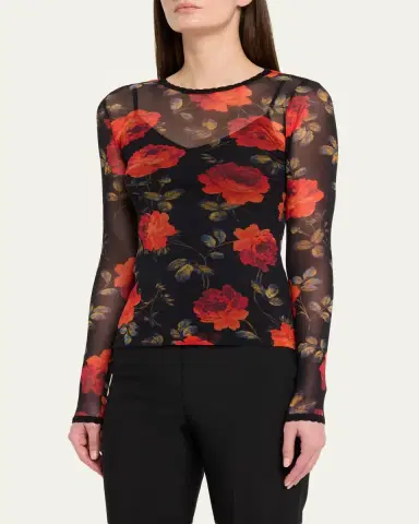 Carolina Herrera Rose Mesh Long-Sleeve Top | Thumbnail 4 Carolina Herrera Rose Mesh Long-Sleeve Top | Thumbnail 4