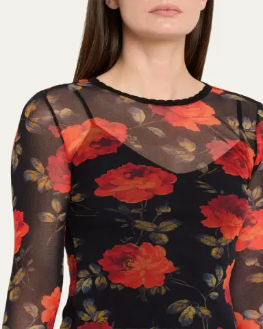 Carolina Herrera Rose Mesh Long-Sleeve Top | Thumbnail 5 Carolina Herrera Rose Mesh Long-Sleeve Top | Thumbnail 5