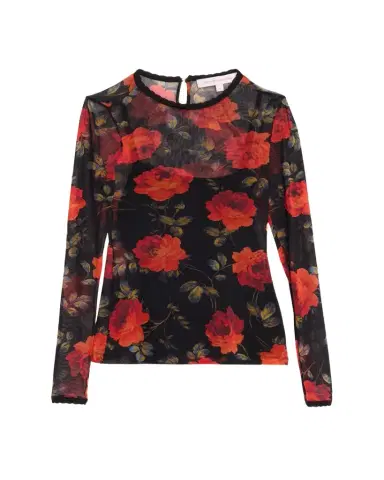Carolina Herrera Rose Mesh Long-Sleeve Top | Thumbnail 1 Carolina Herrera Rose Mesh Long-Sleeve Top | Thumbnail 1