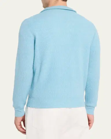 Fioroni Men's Cashmere/Linen Melange Ribbed-Knit Half-Zip Sweater | Thumbnail 3 Fioroni Men's Cashmere/Linen Melange Ribbed-Knit Half-Zip Sweater | Thumbnail 3