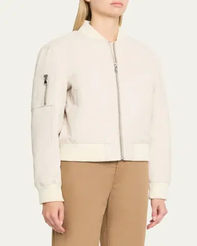Sprwmn Leather Classic Bomber Jacket | Thumbnail 4 Sprwmn Leather Classic Bomber Jacket | Thumbnail 4