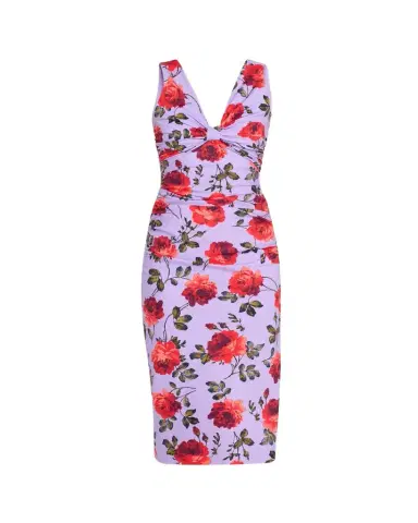 Carolina Herrera Rose-Print Gathered Silk Sleeveless Dress | Thumbnail 1 Carolina Herrera Rose-Print Gathered Silk Sleeveless Dress | Thumbnail 1