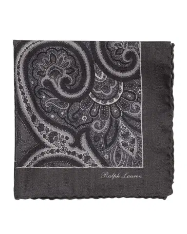 Ralph Lauren Purple Label Men 's Silk Herringbone Paisley Logo Pocket Square | Thumbnail 1 Ralph Lauren Purple Label Men 's Silk Herringbone Paisley Logo Pocket Square | Thumbnail 1