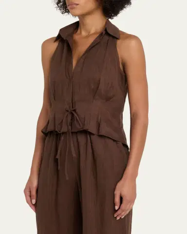 AEXAE Sleeveless Linen Drawstring Top | Thumbnail 4 AEXAE Sleeveless Linen Drawstring Top | Thumbnail 4