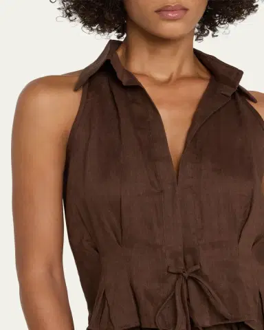 AEXAE Sleeveless Linen Drawstring Top | Thumbnail 5 AEXAE Sleeveless Linen Drawstring Top | Thumbnail 5