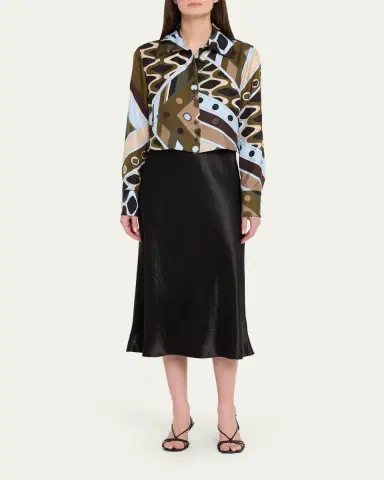 Pucci Vivara Silk Twill Crop Button-Down Shirt | Thumbnail 2 Pucci Vivara Silk Twill Crop Button-Down Shirt | Thumbnail 2