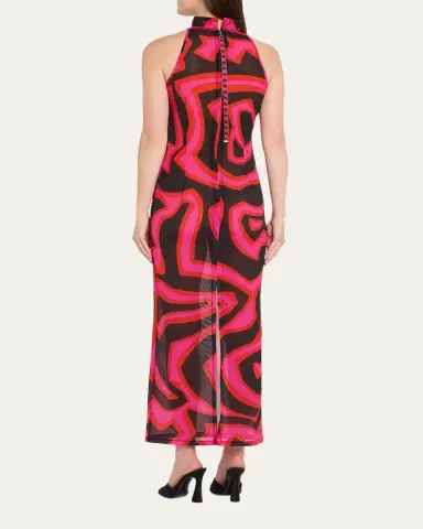 Pucci Mock-Neck Labirinto-Print Mesh Maxi Dress | Thumbnail 3 Pucci Mock-Neck Labirinto-Print Mesh Maxi Dress | Thumbnail 3