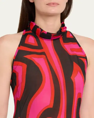 Pucci Mock-Neck Labirinto-Print Mesh Maxi Dress | Thumbnail 5 Pucci Mock-Neck Labirinto-Print Mesh Maxi Dress | Thumbnail 5