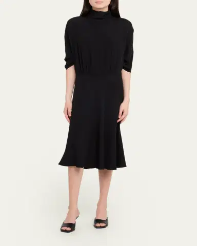 The Row Emmeline Short-Sleeve Silk Midi Dress | Thumbnail 2 The Row Emmeline Short-Sleeve Silk Midi Dress | Thumbnail 2