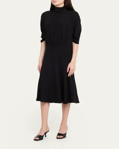 The Row Emmeline Short-Sleeve Silk Midi Dress | Thumbnail 4 The Row Emmeline Short-Sleeve Silk Midi Dress | Thumbnail 4