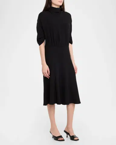 The Row Emmeline Short-Sleeve Silk Midi Dress | Thumbnail 8 The Row Emmeline Short-Sleeve Silk Midi Dress | Thumbnail 8