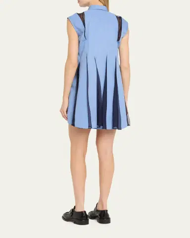 sacai Chiffon Godet Striped Poplin Mini Shirtdress | Thumbnail 3 sacai Chiffon Godet Striped Poplin Mini Shirtdress | Thumbnail 3