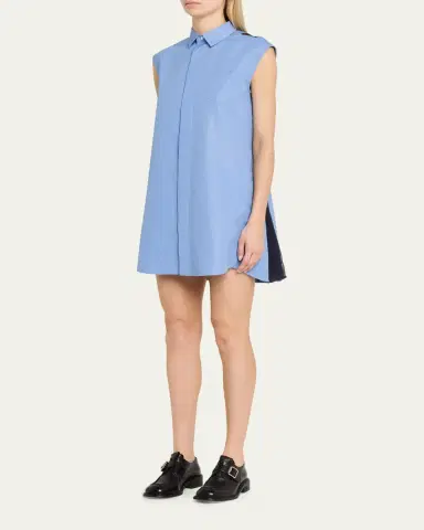 sacai Chiffon Godet Striped Poplin Mini Shirtdress | Thumbnail 4 sacai Chiffon Godet Striped Poplin Mini Shirtdress | Thumbnail 4