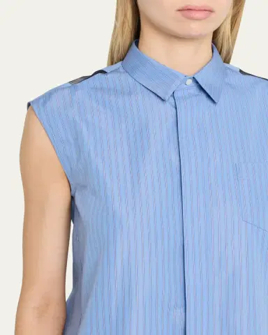 sacai Chiffon Godet Striped Poplin Mini Shirtdress | Thumbnail 5 sacai Chiffon Godet Striped Poplin Mini Shirtdress | Thumbnail 5