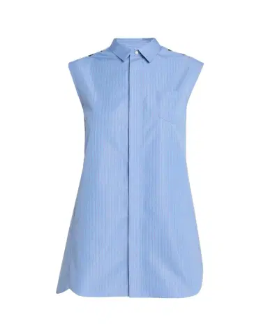 sacai Chiffon Godet Striped Poplin Mini Shirtdress | Thumbnail 1 sacai Chiffon Godet Striped Poplin Mini Shirtdress | Thumbnail 1