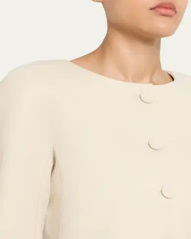 Chloé Exaggerated Shoulder Single-Breasted Collarless Jacket | Thumbnail 5 Chloé Exaggerated Shoulder Single-Breasted Collarless Jacket | Thumbnail 5