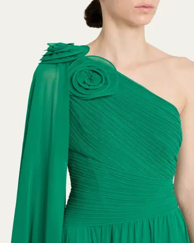 Rickie Freeman for Teri Jon Pleated Cape-Sleeve Chiffon Gown | Thumbnail 5 Rickie Freeman for Teri Jon Pleated Cape-Sleeve Chiffon Gown | Thumbnail 5