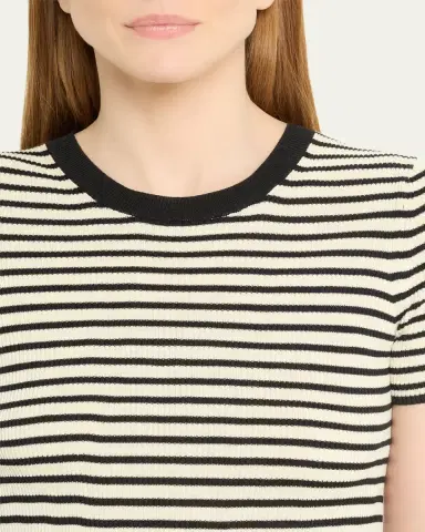 Nili Lotan Hettie Striped Ribbed Silk T-Shirt | Thumbnail 5 Nili Lotan Hettie Striped Ribbed Silk T-Shirt | Thumbnail 5