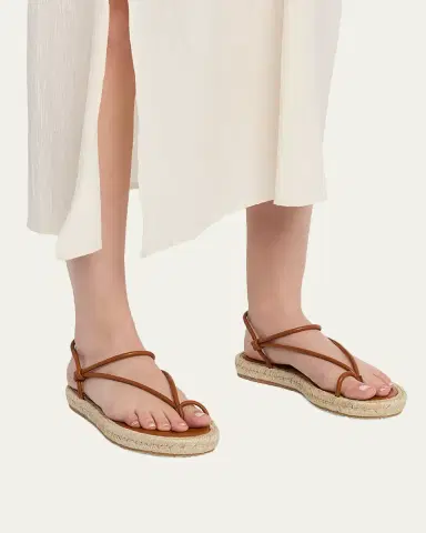 Gianvito Rossi Nappa Leather Espadrille Thong Sandals | Thumbnail 2 Gianvito Rossi Nappa Leather Espadrille Thong Sandals | Thumbnail 2