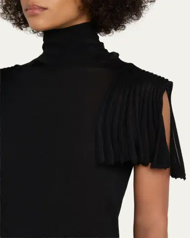 Alaïa Godet-Sleeve Turtleneck Top | Thumbnail 5 Alaïa Godet-Sleeve Turtleneck Top | Thumbnail 5