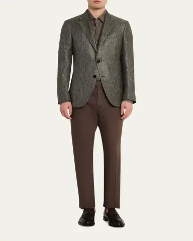 ZEGNA Men's Oasi Lino Linen Sport Shirt | Thumbnail 2 ZEGNA Men's Oasi Lino Linen Sport Shirt | Thumbnail 2