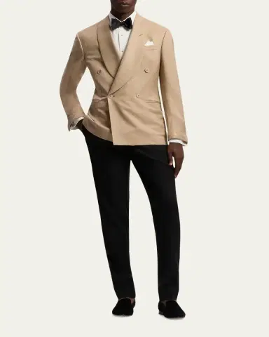 Ralph Lauren Purple Label Men's Super Slub Twill Shawl Lapel Double-Breasted Blazer | Thumbnail 2 Ralph Lauren Purple Label Men's Super Slub Twill Shawl Lapel Double-Breasted Blazer | Thumbnail 2
