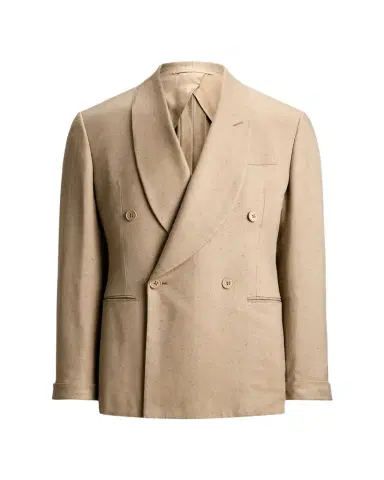 Ralph Lauren Purple Label Men's Super Slub Twill Shawl Lapel Double-Breasted Blazer | Thumbnail 1 Ralph Lauren Purple Label Men's Super Slub Twill Shawl Lapel Double-Breasted Blazer | Thumbnail 1