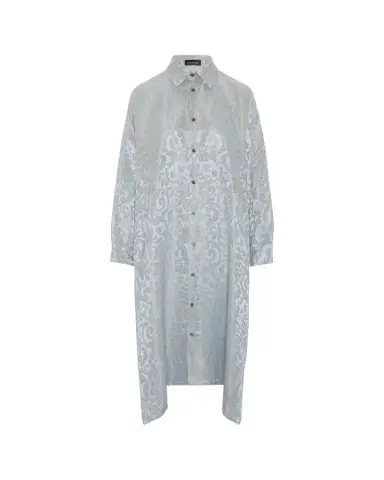 Eskandar Jacquard Wide A-Line Shirt Dress With Collar | Thumbnail 1 Eskandar Jacquard Wide A-Line Shirt Dress With Collar | Thumbnail 1