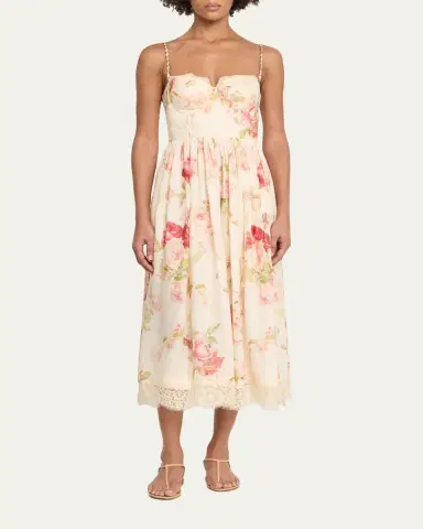 Zimmermann Roselight Corset Midi Dress | Thumbnail 2 Zimmermann Roselight Corset Midi Dress | Thumbnail 2