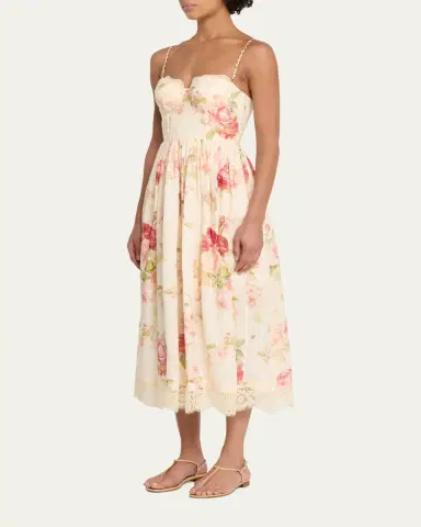 Zimmermann Roselight Corset Midi Dress | Thumbnail 4 Zimmermann Roselight Corset Midi Dress | Thumbnail 4