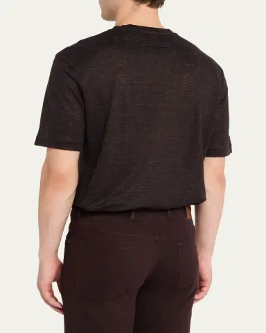 ZEGNA Men's Linen Crewneck T-Shirt | Thumbnail 3 ZEGNA Men's Linen Crewneck T-Shirt | Thumbnail 3