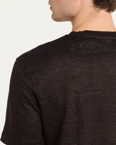 ZEGNA Men's Linen Crewneck T-Shirt | Thumbnail 5 ZEGNA Men's Linen Crewneck T-Shirt | Thumbnail 5